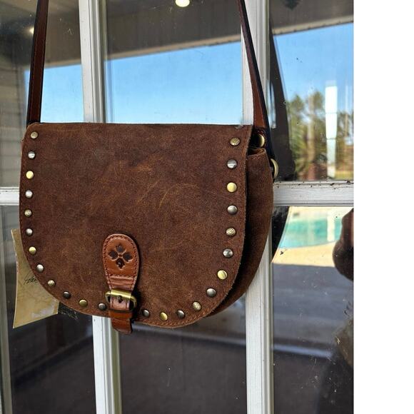 Patricia Nash Isola Flap Crossbody Whiskey Brown Washed Burnished Suede NWT boho - Picture 7 of 15